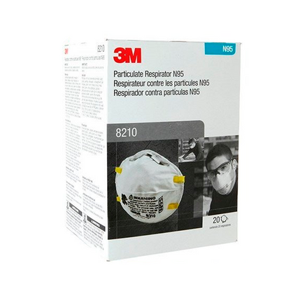 Respirador 3M N95 8210 desechable p/polvos y partículas sin aceite caja c/20 Pzas.