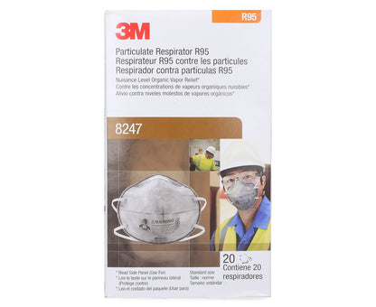 Respirador 3M 8247 desechable p/partículas y vapores orgánicos caja c/20 Pzas.